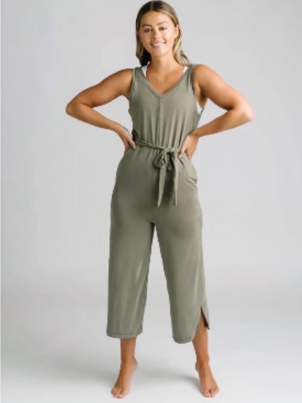 Zyia Sage Green Bloemendaal Jumpsuit
L (12-14) Sleeveless V-Neck Streetcg